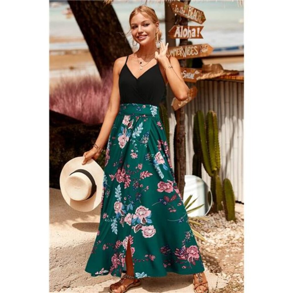 Luxe Summer 2025 Maxi Dress Vacation Floral Spaghetti Strap Spring Casual Boho - Picture 4 of 7